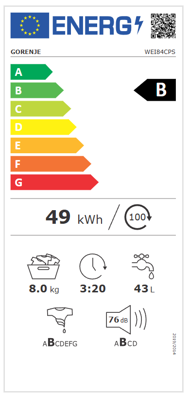 Gorenje WEI84CPS energiacímke