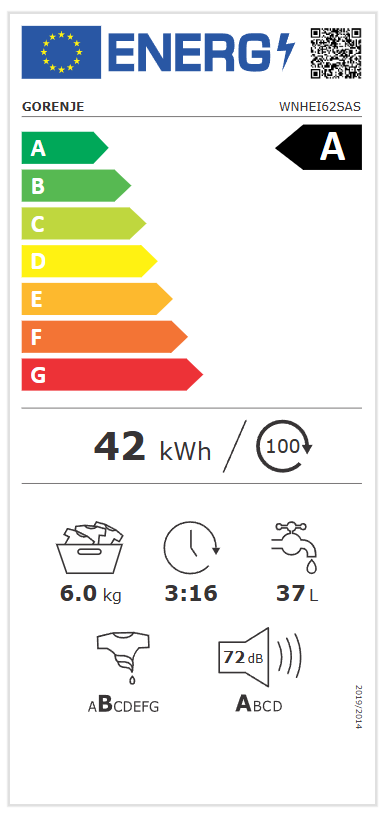 Gorenje WNHEI62SAS energiacímke